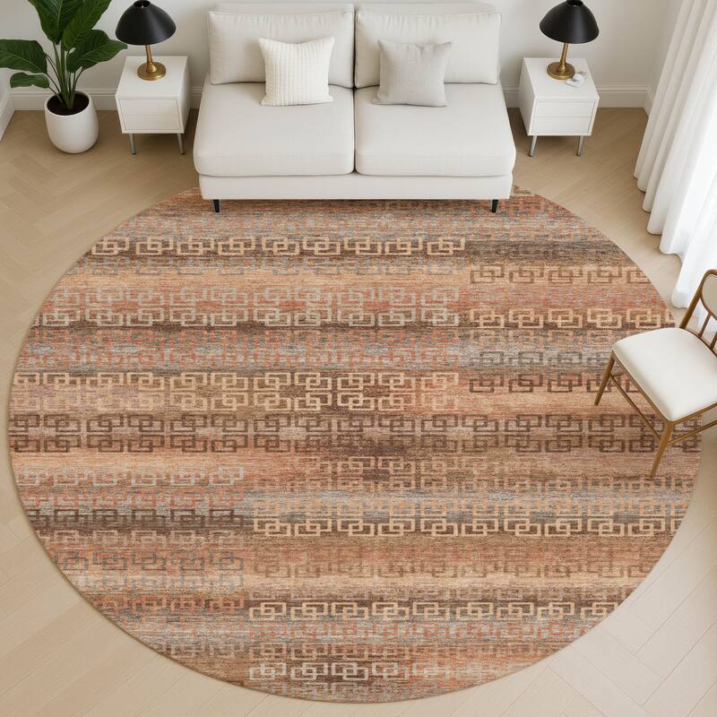 Premium Washable Super Soft Modern Stripe Mayfield Rug - Copper - 8' x 8'