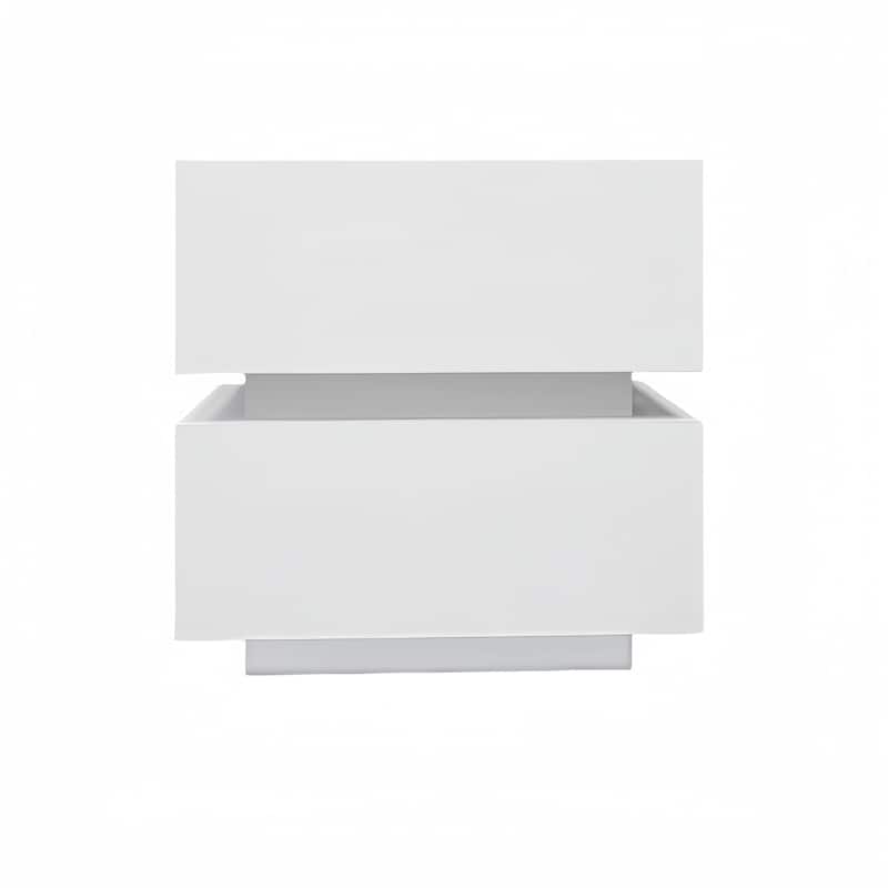 LED Nightstand Storage Cabinet, White Side Table Sofa End Side Table