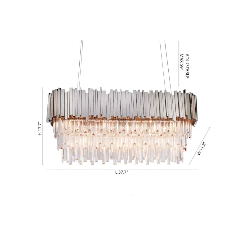 7-Light Chrome Chandelier With Clear Hanging Crystals