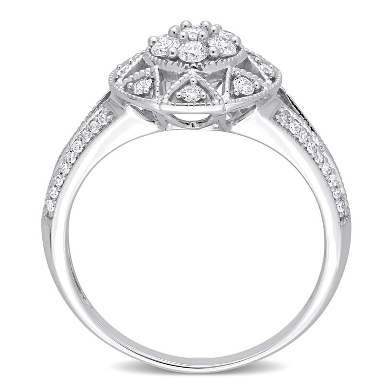 Miadora 1/2ct TDW Diamond Cluster Open Shank Ring in 14k White Gold