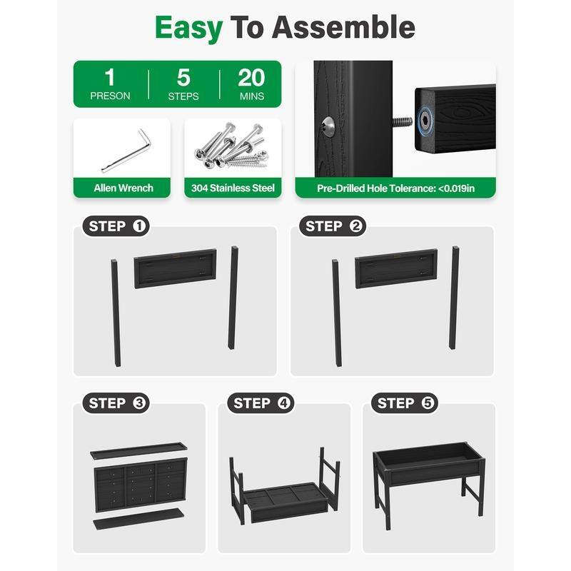 WINSOON All Weather HIPS Raised Garden Bed with Drainage Holes