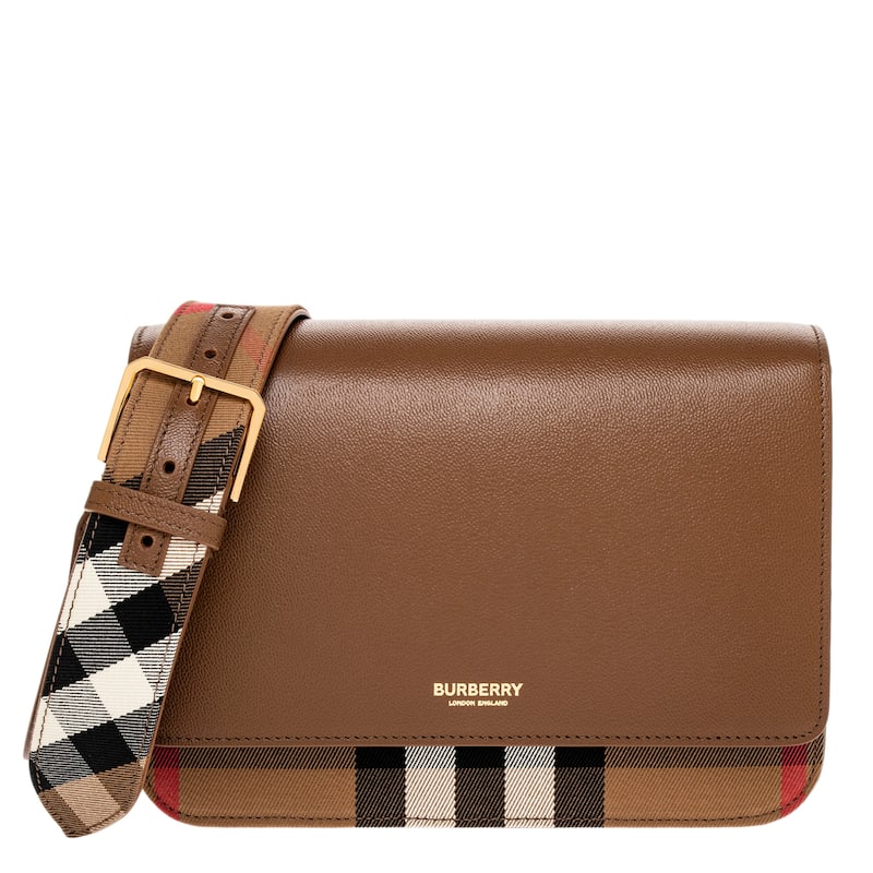Burberry Mackford Check and Crossbody Bag - Brown