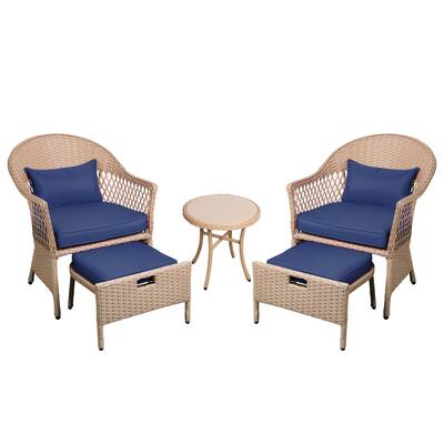 5-piece Patio Wicker Furniture Conversation Set