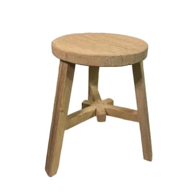 Caesar's Living 20"H Round Natural Indoor Outdoor Vintage Style Stool/Side Table
