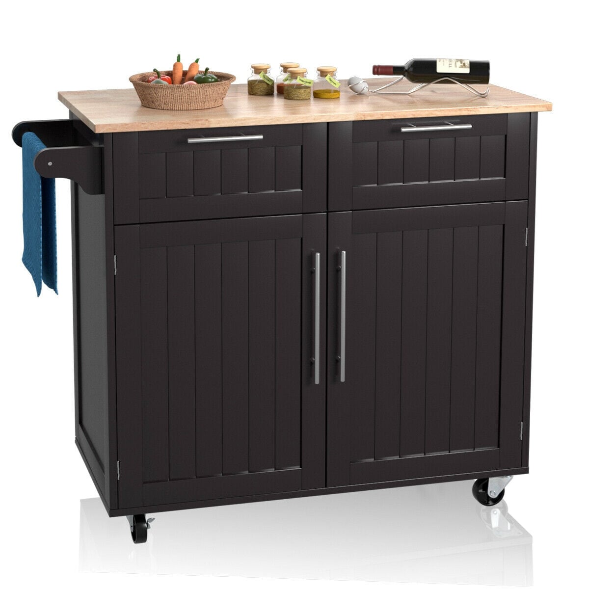 Costway Rolling Kitchen Cart Island Heavy Duty Storage Trolley Cabinet See Details On Sale Overstock 18022450