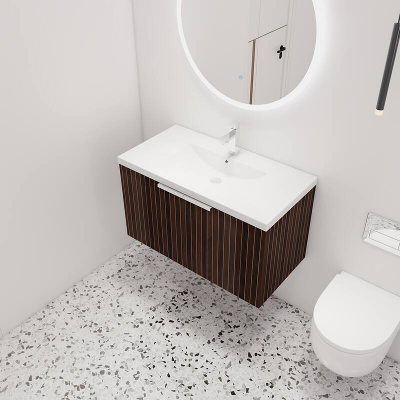 Malwee 24"/30"/36"/48" Bathroom Vanity with Sink, Floating Bathroom Vanity with Soft Close Door
