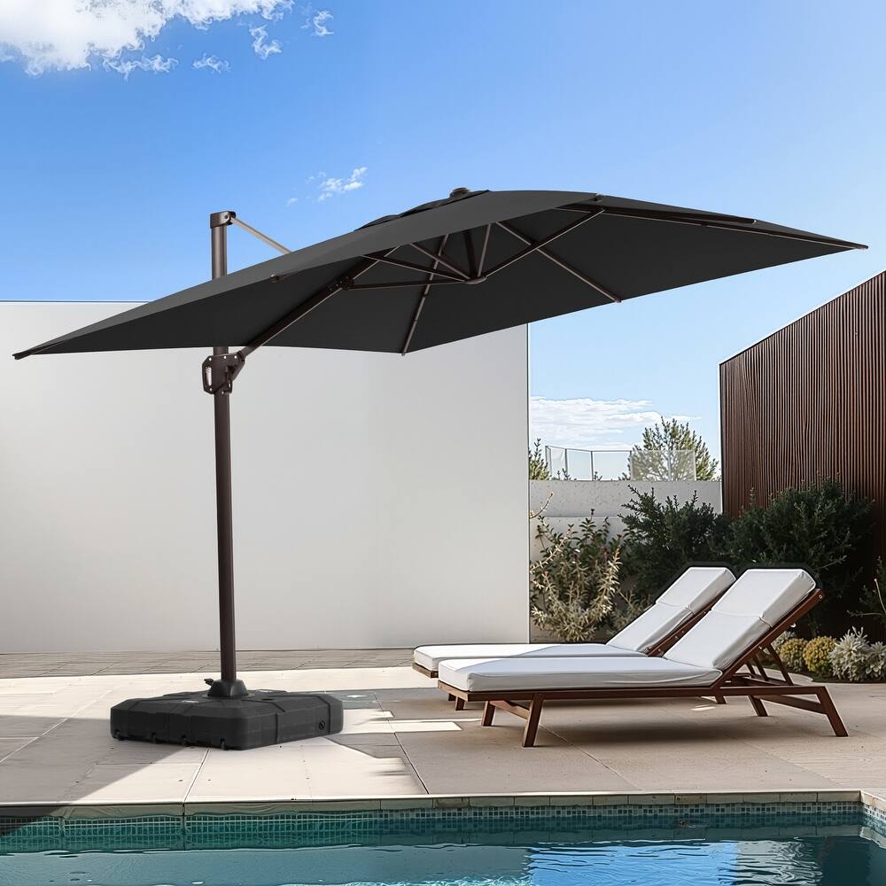 Outdoor 11 x 9 FT Patio 360 Degree Rotation Cantilever Umbrella with Base