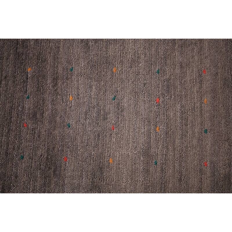 Earth Tone Striped Gabbeh Indian Area Rug Handmade Brown Silk Carpet - 8'1" X 9'9"
