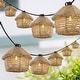 preview thumbnail 3 of 5, Oahu 10-Light Indoor/Outdoor 10 ft. Mid-Century Incandescent G40 Tiki Hut Hemp Rope Shaded String Lights, Brown , by JONATHAN Y