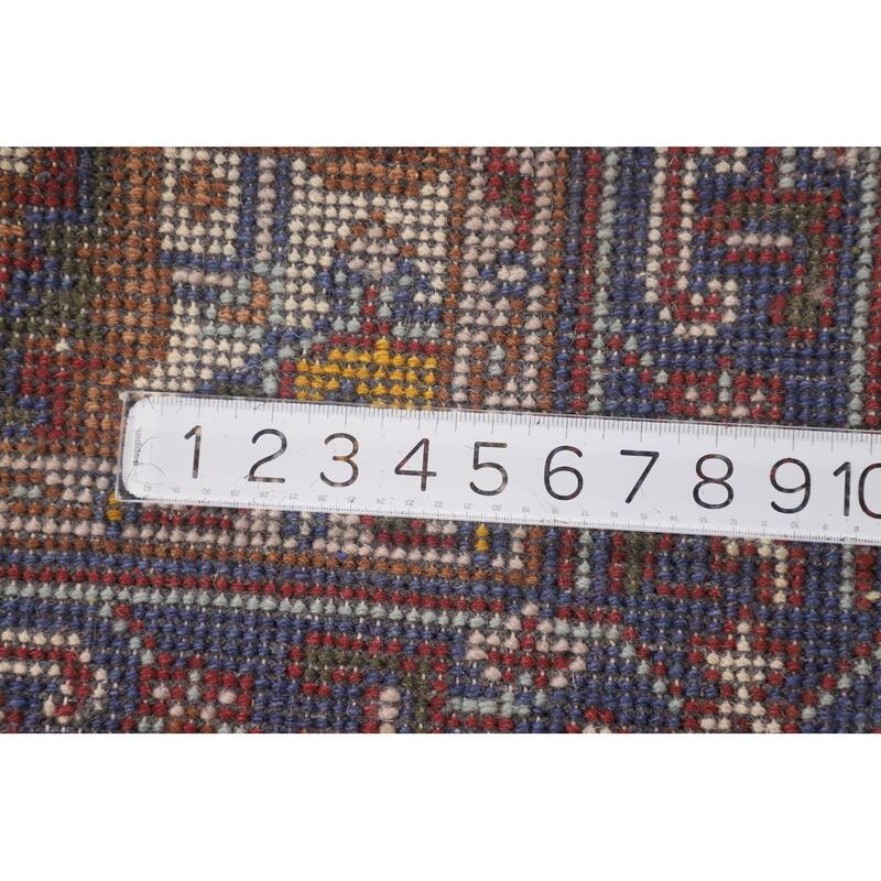 Turquoise Geometric Heriz Serapi Foyer Rug Hand-Knotted Wool Carpet - 3'0"x 4'11"