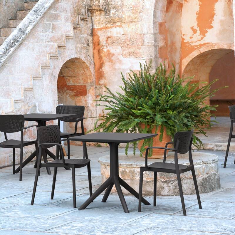 33" Black Stackable Patio Dining Arm Chair