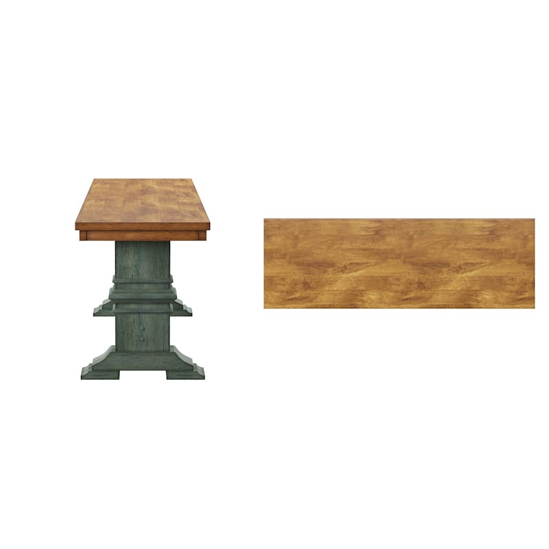 Ronda Two-Tone Trestle Leg Wood Dining Bench