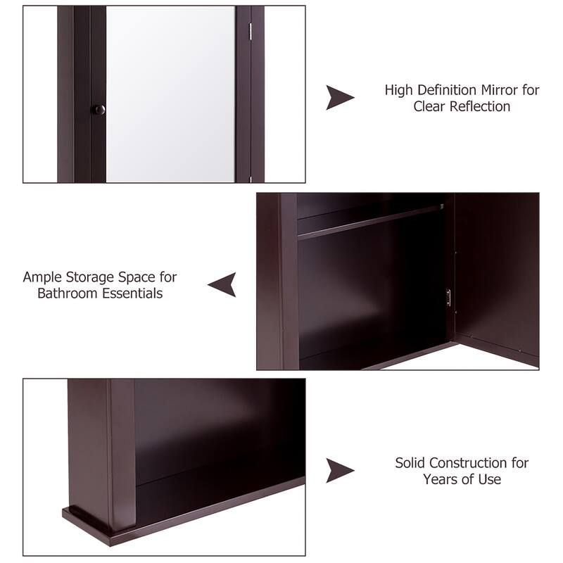 Mirrored Wall Mounted Bathroom Cabinet Storage Cabinet with Door