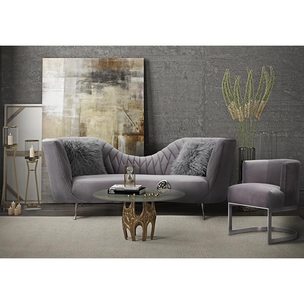 Eva Handmade Grey Velvet Upholstered Chair. Opens flyout.