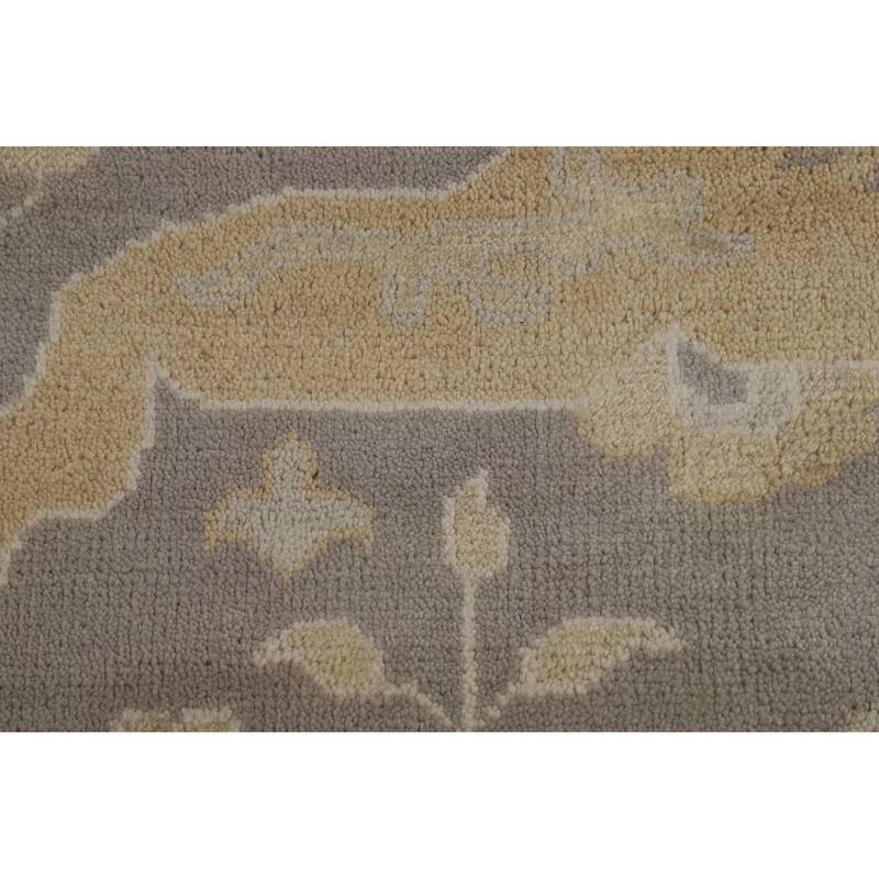 Grey Oushak Indian Area Rug Hand-Knotted Wool Carpet - 9'1" x 11'9"