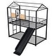 preview thumbnail 32 of 44, Elegant Twin Over Twin Kids Bed Metal Bunk Bed,Metal House Ded with Slide,Sturdy Frame and Guardrail