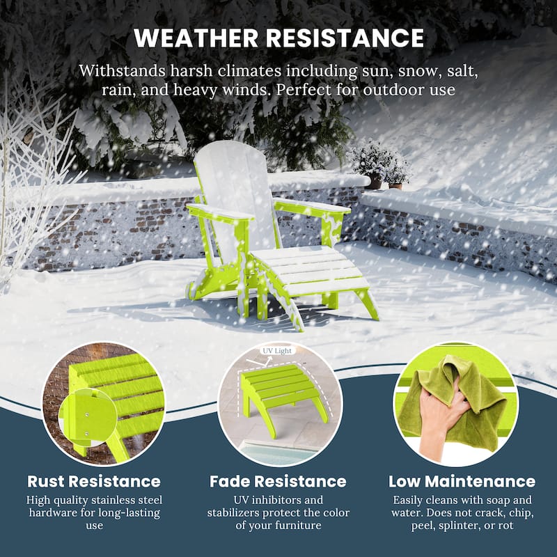 Polytrends Laguna Hdpe All Weather Outdoor Patio Foldable Ottoman
