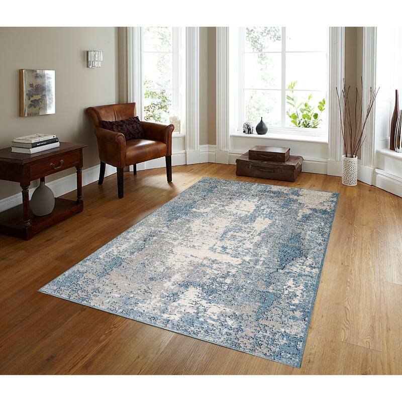 Noori Rug Lagoon Adrian Abstract Area Rug - 7'10" x 10'0" - Ivory/Lt. Blue
