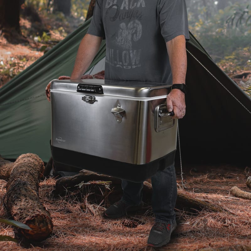 Koolatron Stainless Steel Ice Chest Cooler w/ Opener 51L (54 qt)