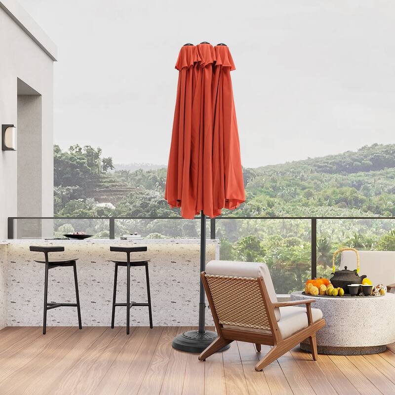 Topcraft 14.8ft Metal Rectangular Double Sided Outdoor Market Umbrella