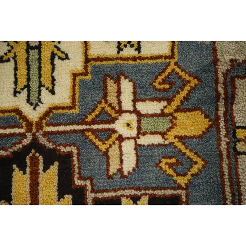 Hand Knotted Oriental 100% Wool Carpet Traditional Geometric Greys & Charcoal Kazak Runner Rug - 7' 10'' X 2' 6''