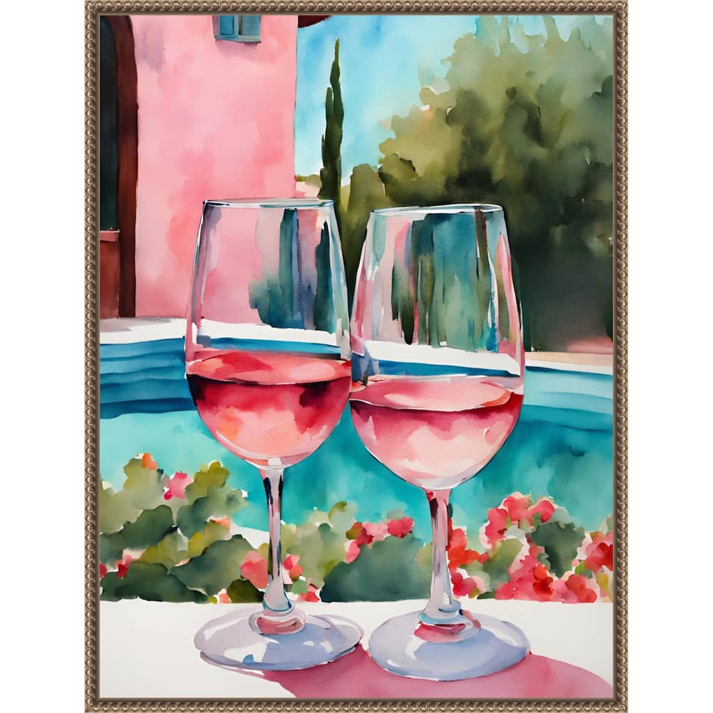 RosAc am Pool by Ohkimiko (23 x 30 in.), Framed Canvas Wall Art Print