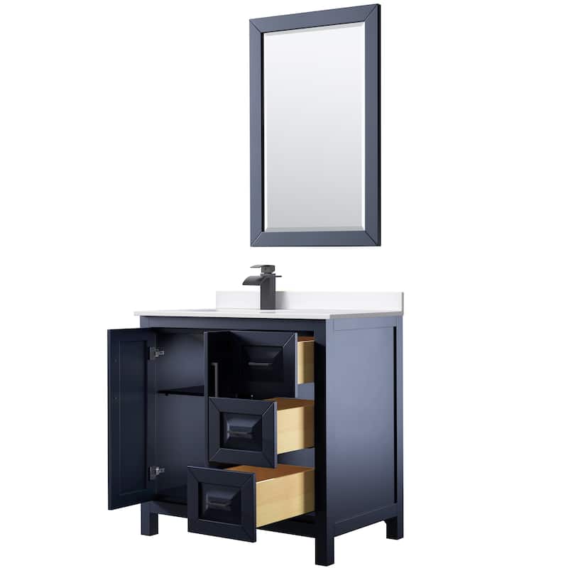 Daria 36-inch Single Vanity, Cultured Marble Top, 24-inch Mirror