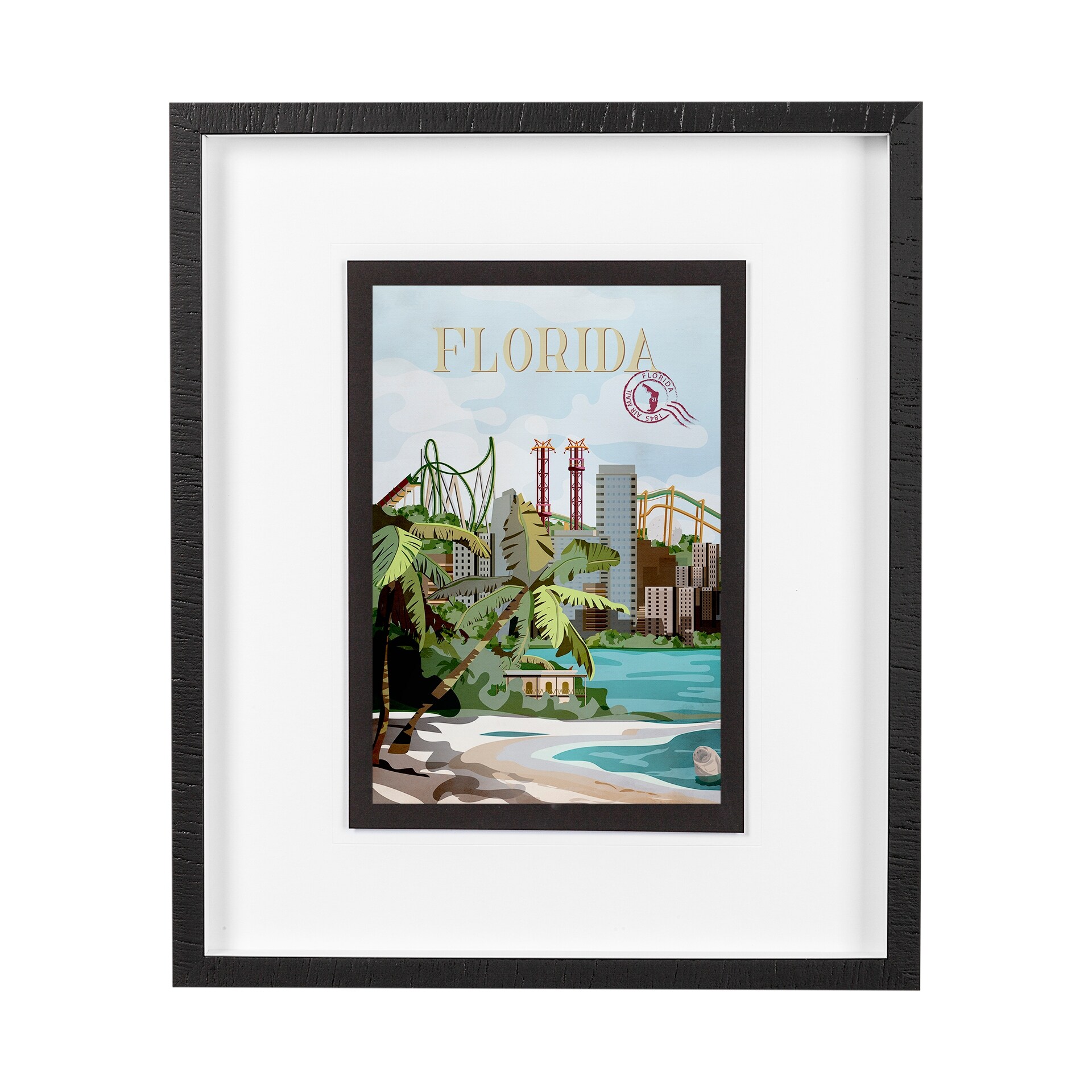 Mercana Florida Go USA (M) by Mercana Studio a Framed Art Print Matted under Glass