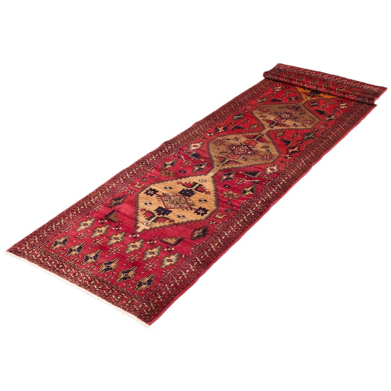 ECARPETGALLERY Hand-knotted Andelz Red Wool Rug - 3'6 x 12'10