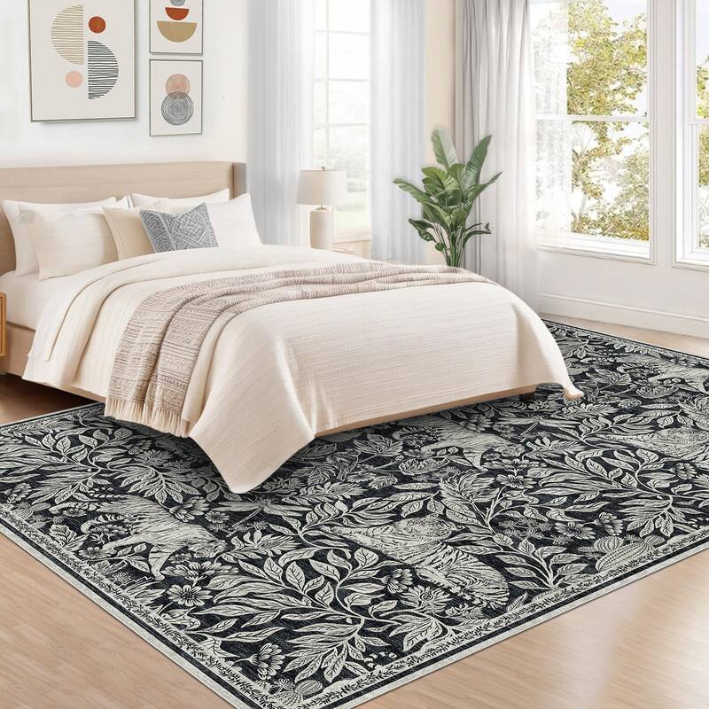 Forest Tiger Rugs Living Room Rug, Soft Washable Bedroom Rug, Low Pile Non-Slip Dining Room Home Office Carpet