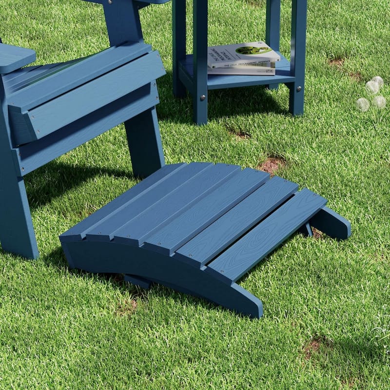 WINSOON All Weather HIPS Outdoor Folding Ottoman Adirondack Chair Footrest Set Of 2