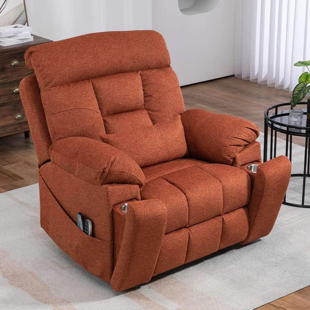 Upgraded Flagship 4-Motor Independent Control Oversized 180° Lay Flat Chenille Power Lift Recliner Chair