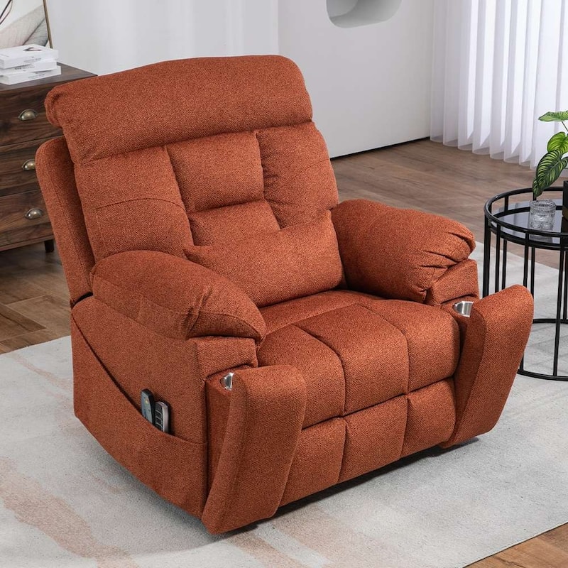 Upgraded Flagship 4-Motor Independent Control Oversized 180° Lay Flat Chenille Power Lift Recliner Chair