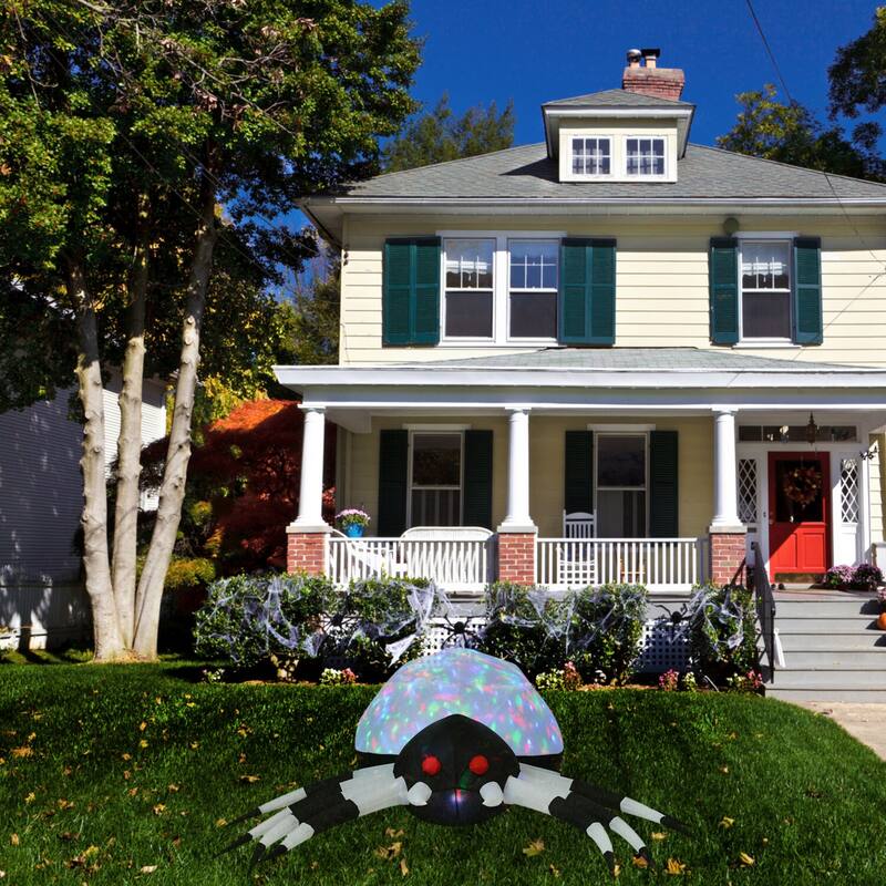 Haunted Hill Farm 6-Ft. Inflatable Pre-Lit Spider with Disco Lights