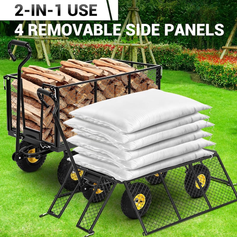Heavy Duty Steel Utility Garden Wagon Cart with Removable Sides