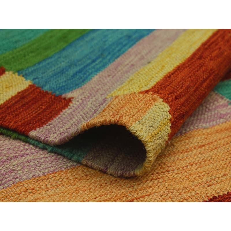 Hand-Woven Winchester Kilim Sabroo Rust/Blue Rug - 6'5" x 9'7"