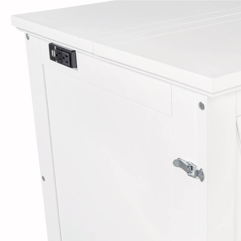 Solid Pine Murphy Bed Chest Cube Cabinet Bed with Charging Station and Large Storage Drawer for Home Office or Small Room