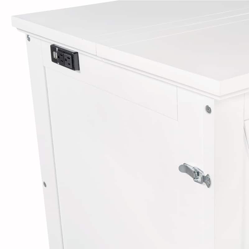 Solid Pine Wood Murphy Bed Chest Cube Cabinet Bed with Charging Station and Large Storage Drawer