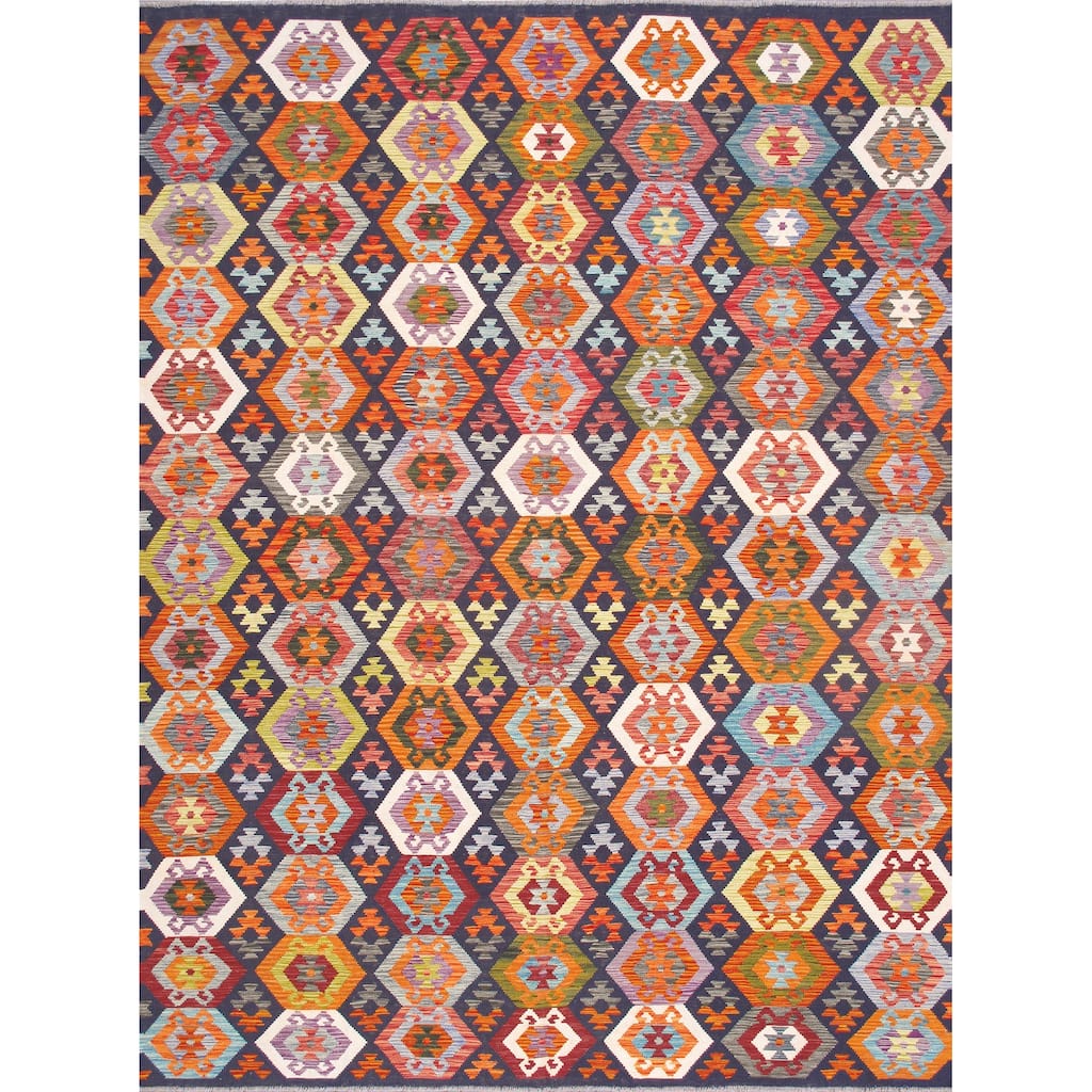 Pasargad Home Kilim Reversible Wool Multicolor Area Rug - 8' 6'' X 11' 3''