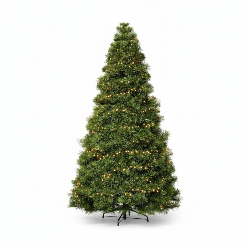 HomeRoots 7.5' Pre Lit Full Spruce Christmas Tree - Green - 50.00 in. x 90.00 in. x 50.00 in.