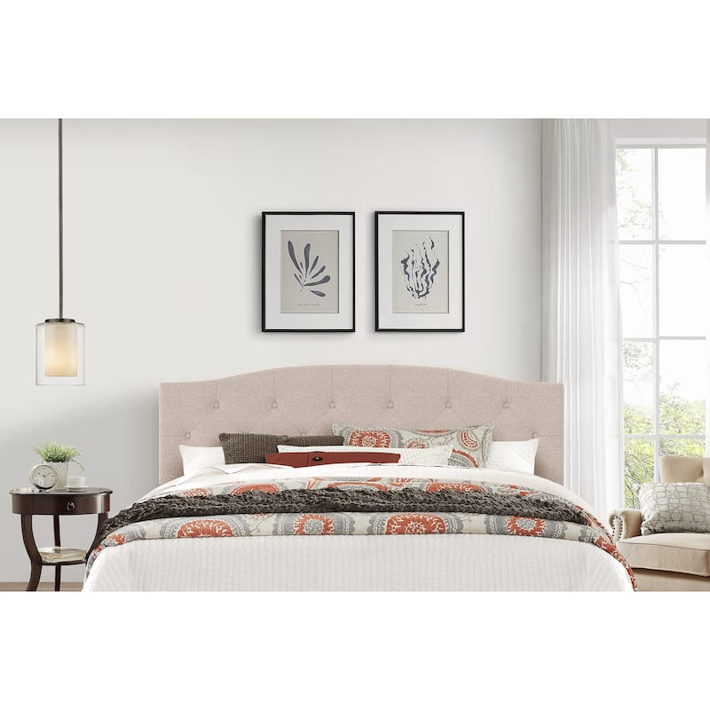 Living Essentials by Hillsdale Provence Upholstered Arch Adjustable Tufted Headboard - Linen - King