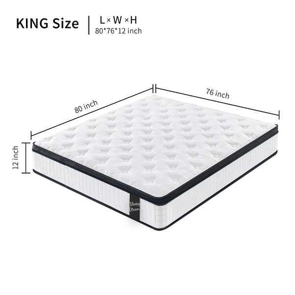 dimension image slide 0 of 4, Homy Casa 12 Inch Queen Hybrid Mattress, Pocket Spring & Memory Foam