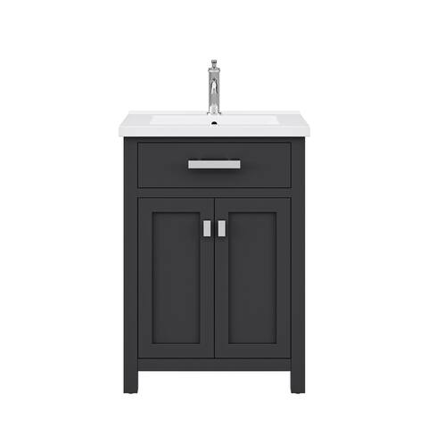 Myra 24 In. Integrated Ceramic Sink Top Vanity in Espresso with Modern Single Faucet