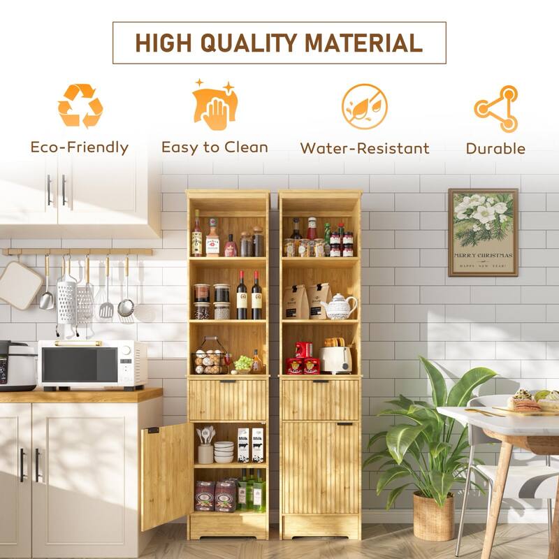 VEIKOUS 68'' Tall Bathroom Storage Cabinet with Anti-Tipping Design