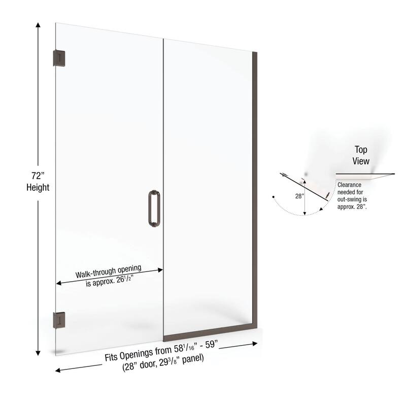 Basco Celesta 72" High x 59" Wide Pivot Frameless Shower Door with