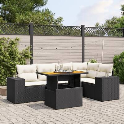 vidaXL Patio Sofa Set with Cushions Sofa Modules Outdoor 6 Piece Poly Rattan - 21.7 x 39.4 x 28.7