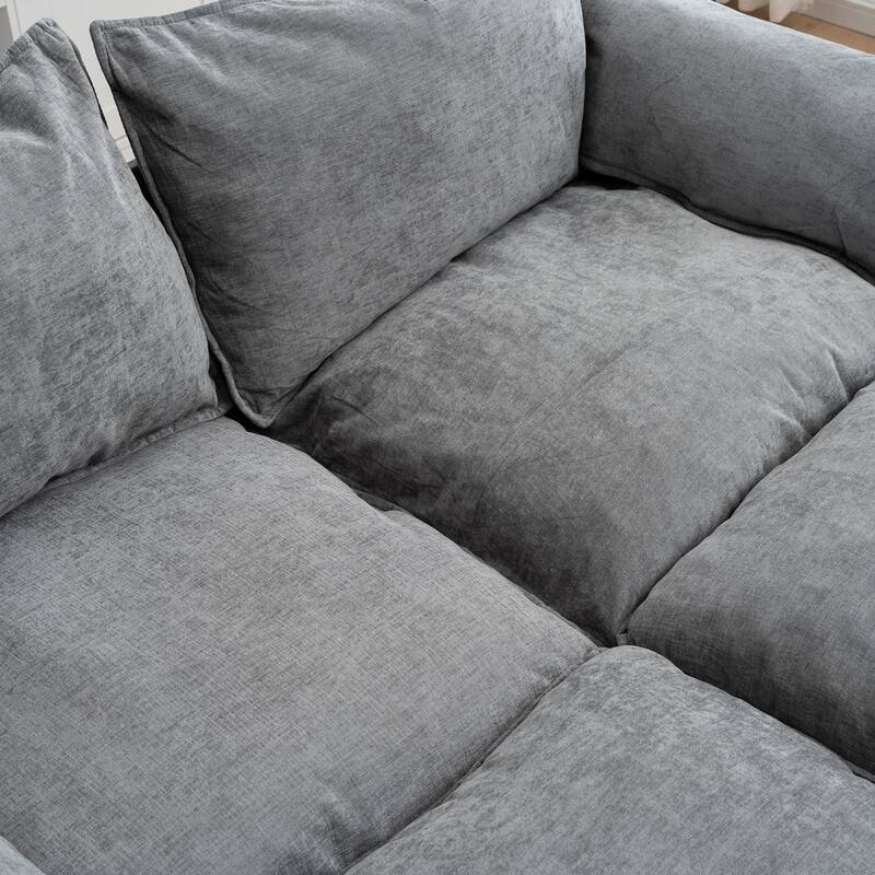 69.57" Metal Convertible U-Shaped Sofa with Storage Footstools, 3-Seater Combination Sofa