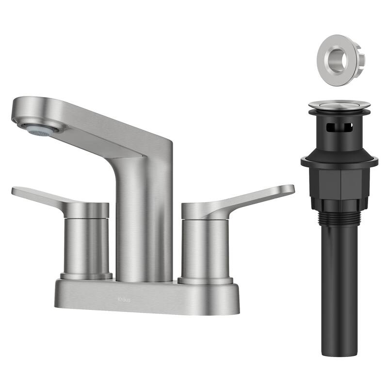 Kraus FUS-14102 Indy 1.2 GPM Centerset Bathroom Faucet with Push - Spot Free Brushed Nickel