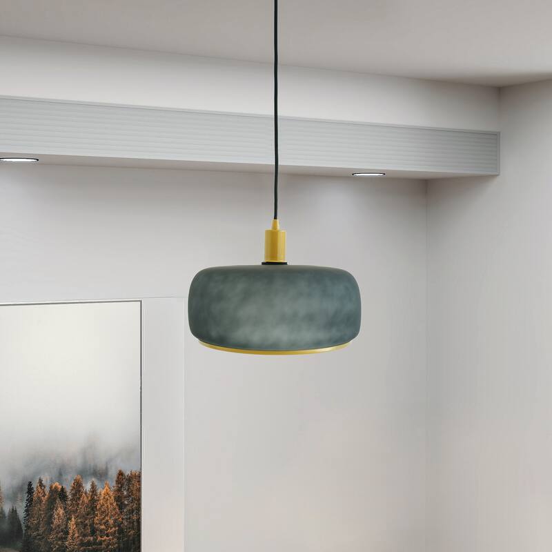Glam Matte Black Pendant Light with Brass Accents - Gold