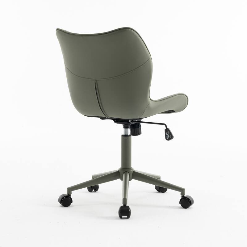 Faux Leather Office Chair with Wheels, Upholstered Task Chair